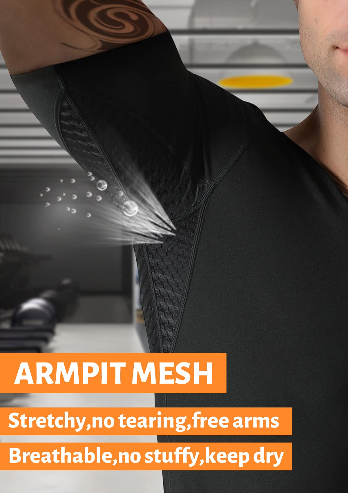 QZSH Men Sauna Shirt Sweat Suit Slimming Vest Workout Tank Top Waist Trainer Shaper(BH6004-01-M)
