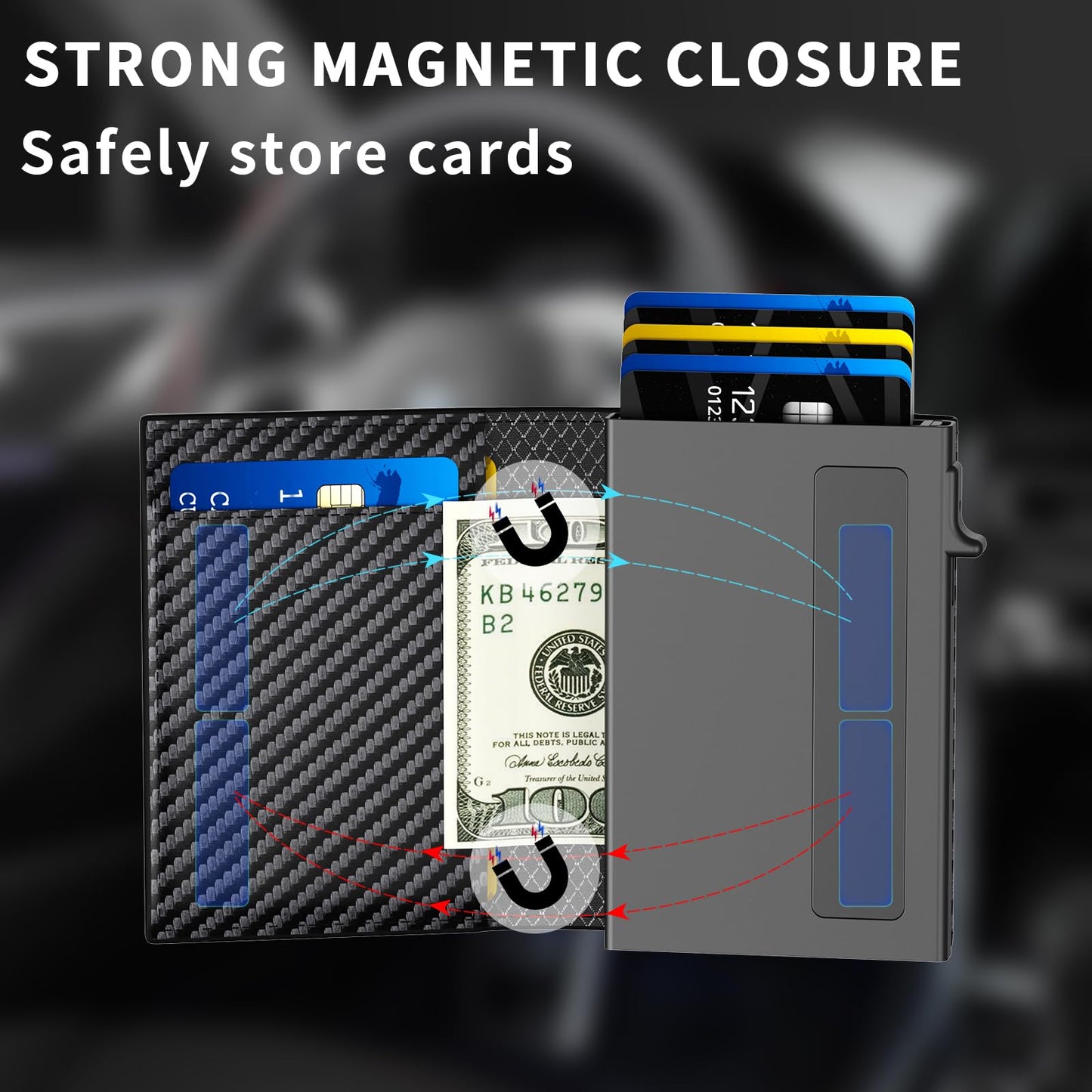 KISUEDZP Men’s Wallet with RFID Blocking | Tri-Fold Front Pocket Design | 12 Card Slots, 2 ID Windows & Cash Slot | Aluminum Card Ejector | Durable & Lightweight Men’s Accessories (Carbon)