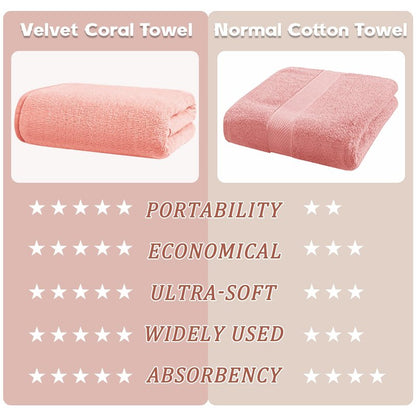 Exclusivo Mezcla 4-Piece Ultra Soft Bath Towel Set, Large Highly Absorbent Microfiber Coral Velvet Towel, Quick Drying for Body, Bathroom, Gym, Spa, 2 Bath Towels, 2 Hand Towels, Grey Blue