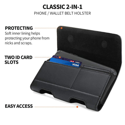 BECPLT for Motorola Edge 50 Ultra & G64 G73 X40 Edge 40 G Power 5G Holster Case, Leather Pouch with Belt Clip & Loops & Card Holder for Moto G84 G54 G14 G53 G7 Z3 Play