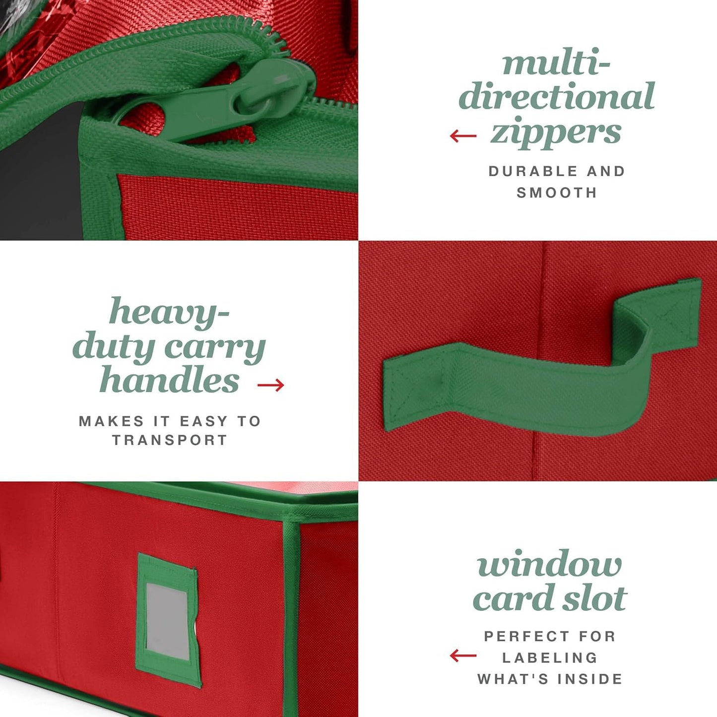 Premium Wrapping Paper Organizer Storage | Gift Wrap Holder With Extra Pockets for Christmas Decorations, Reinforced Handles, Heavy Duty, Ultra-Durable, Tear-Proof Fabric - Fits Up to 27 Rolls (Red)
