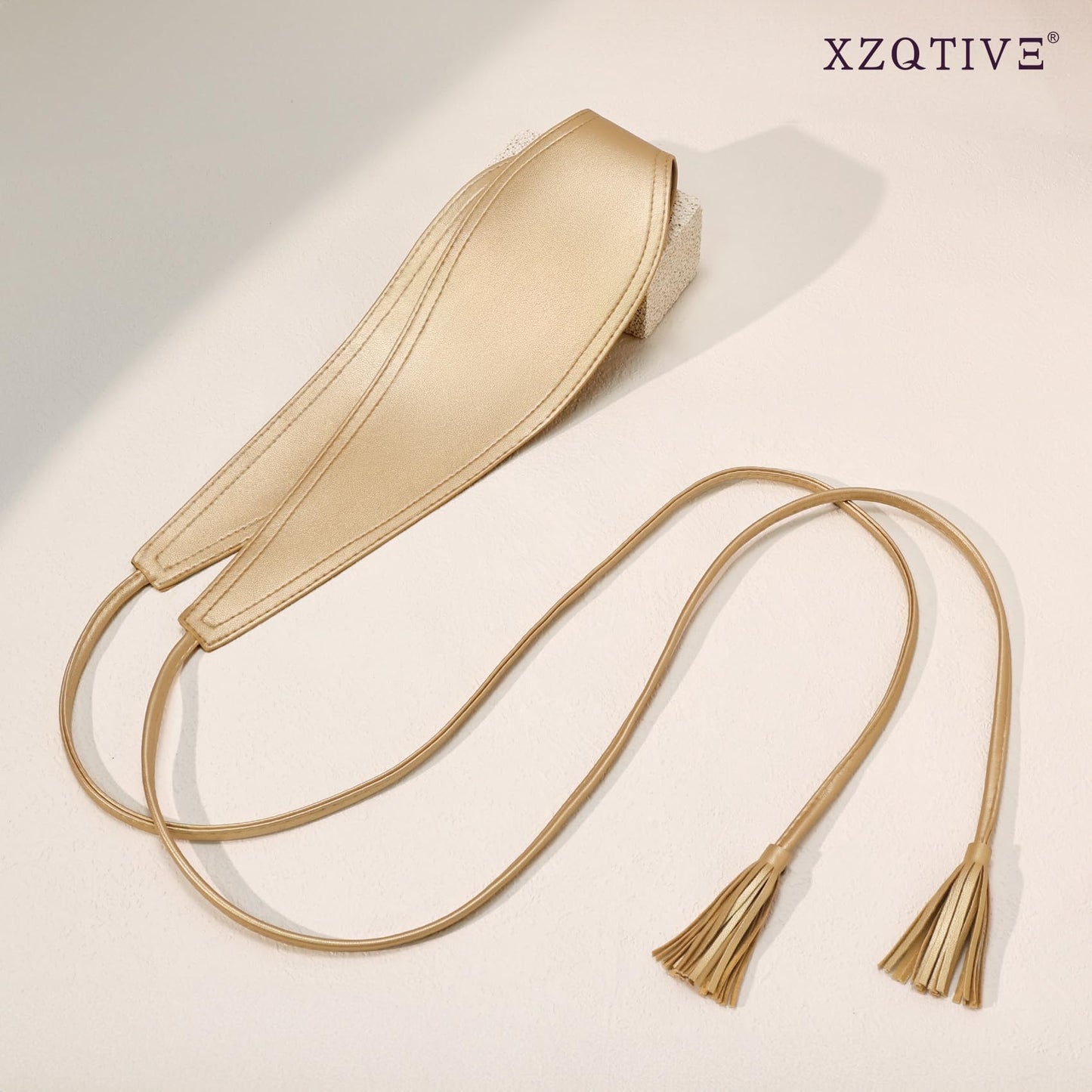 XZQTIVE Women Wide Belt for Dress Fashion Ladies Cinch Obi Belt Waistband with Tassel Tie, Gold(M Fits Waist Size 29"-38")