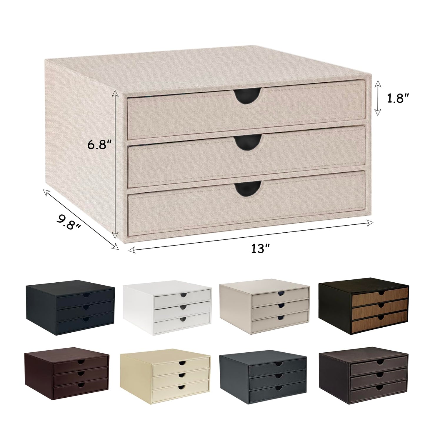 UnionBasic Document Organizer, 3-Drawer File Cabinet Document Storage Box, Office Desktop Filing Organizer, Beige