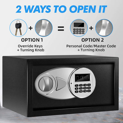 Sdstone Safe Box with Sensor Light,Hidden Safe Box with Key & Digital Lock for Home and Company. Electronic Security Safe Box Wall or Cabinet Fixed Design, 0.4 Cubic Feet