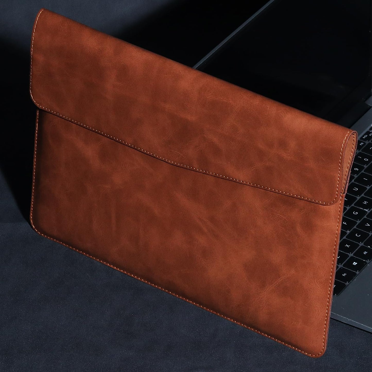 CPNVWA 13 Inch Leather Laptop Sleeve Compatible with MacBook Neo 13" 2026 & MacBook Air/Pro 13" (M5/M4/M3/M2/M1, 2025-2018), Magnetic Buckle Closure Protective Case Cover,Brown