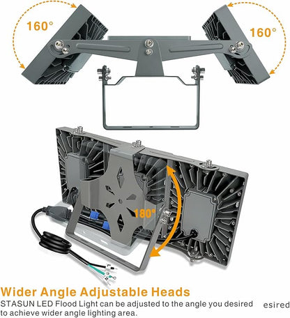 STASUN LED Flood Light Outdoor, 150W 13500lm Outdoor Lighting with 330° Lighting Angle, 5000K, 3 Adjustable Heads, IP66 Waterproof LED Exterior Security Area Lights for Yard, Stadium, Parking Lot