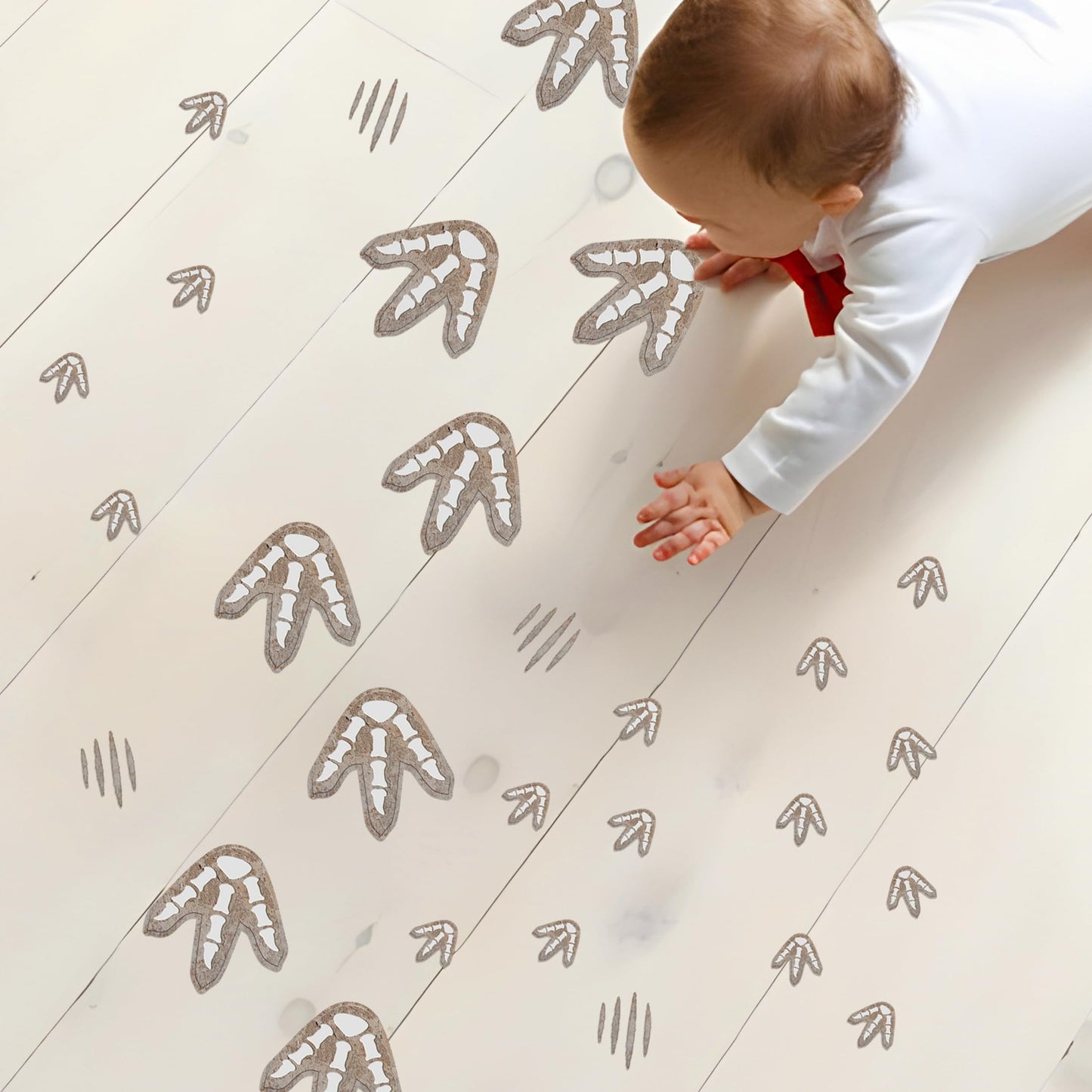 Glow in The Dark Dinosaur Footprints Wall Decals, Peel and Stick Cute Dino Track Stickers for Kids, Removable Dinosaur Wall Stickers for Baby Nursery Bedroom