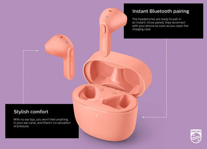 Philips T2236 True Wireless Headphones with IPX4 Water Resistance and Super-Small USB-C Charging case
