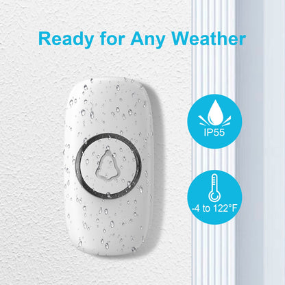 Wireless Doorbell, SECRUI Door bell Over 1000ft Coverage with 2 Plug-In Receivers, 1 Waterproof Push button, 52 Chimes, 110dB loud Sound Colorful LED Flash