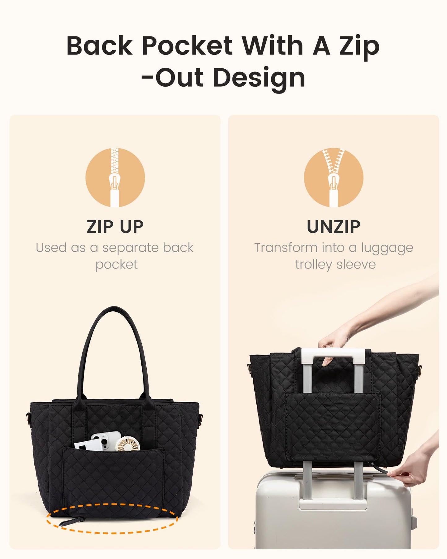 LOVEVOOK Teacher Tote Bag for Women, Quilted Work Tote Nurse Laptop Bag, Large Computer Shoulder Bags with Zipper for Travel