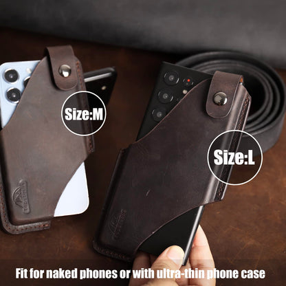 Topstache Leather Phone Holster with Belt Clip for iPhone 17/16/15 Pro Max & Plus - Magnetic Closure Cell Phone Case for Galaxy S25/S24 Ultra - Leather Belt Holder Loop Case, L,Darkbrown