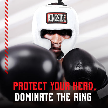 Ringside Competition Boxing Headgear, USA Boxing-Approved Leather Headgear with Cheek Protection, Great for MMA, Muay Thai, Kickboxing, and Training, Ideal for Men and Women, Black, XL
