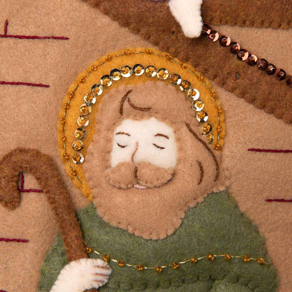 Bucilla 89220E Felt Applique Christmas Wall Hanging Kit, 16" x 22", Away in The Manger