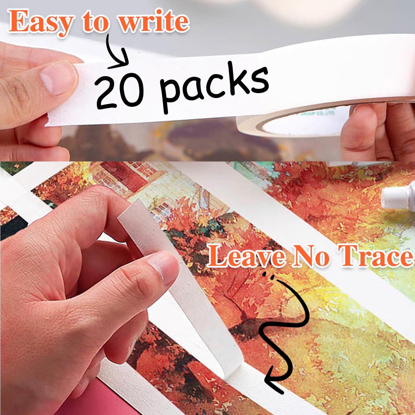 Volkach Masking Tape, 20 Packs White Masking Tape, 0.75 Inch X 55 Yards X 20 Rolls, 1100 Yards in Total. for General Purpose Use, Painting, Crafting, School Stationery, Arts, Home Use etc.