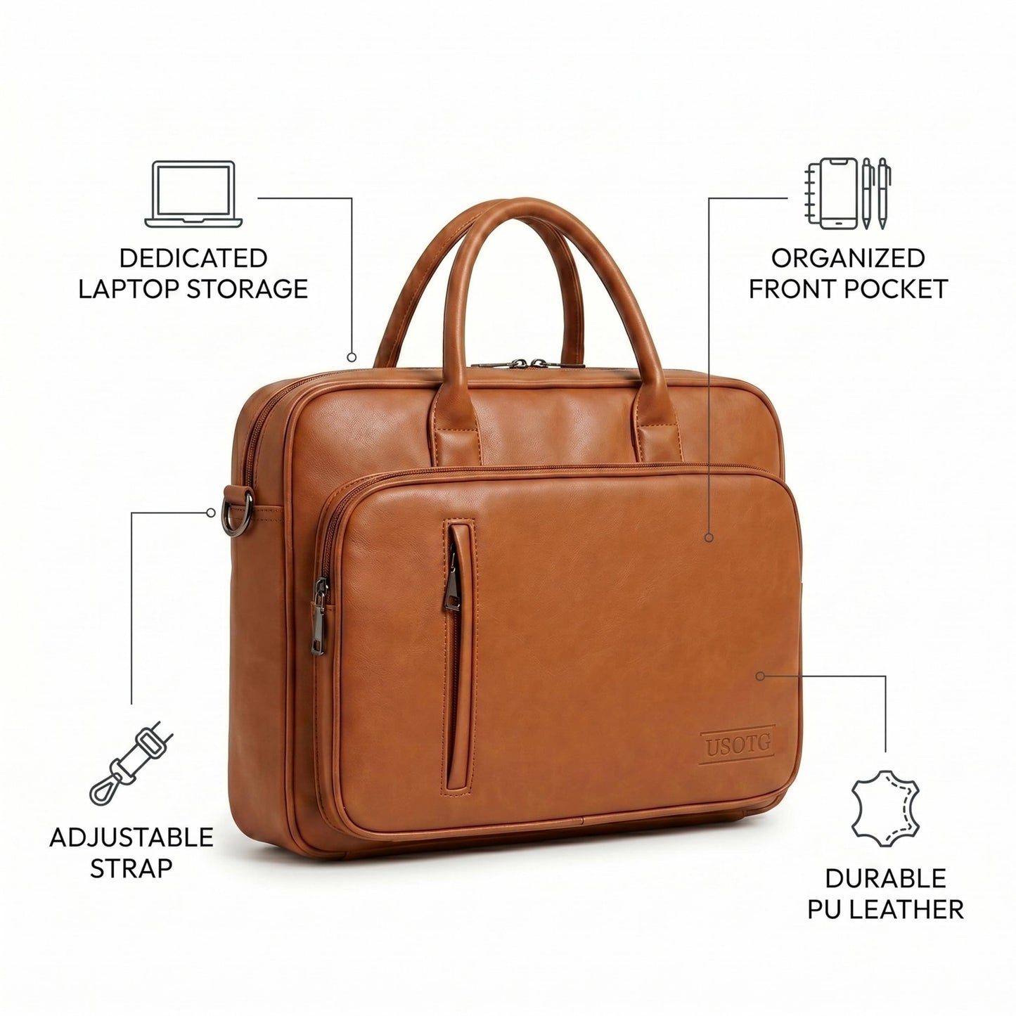 14 Inch Laptop Bag for Women and Men - Waterproof Briefcase, Slim Messenger Bag with Trolley Strap, Partition Storage Shoulder Sleeve Case for MacBook HP Dell Lenovo Asus