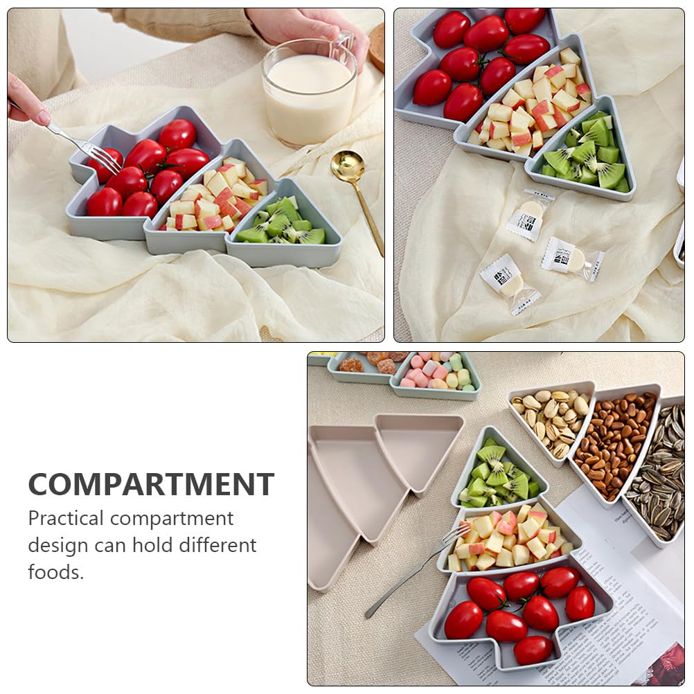 DOITOOL 2PCS Christmas Tree Shape Platter Snack Appetizer Trays Dessert Serving Dishes Divided Snack Serving Trays Fruit Cheese Dessert Plate - Grey