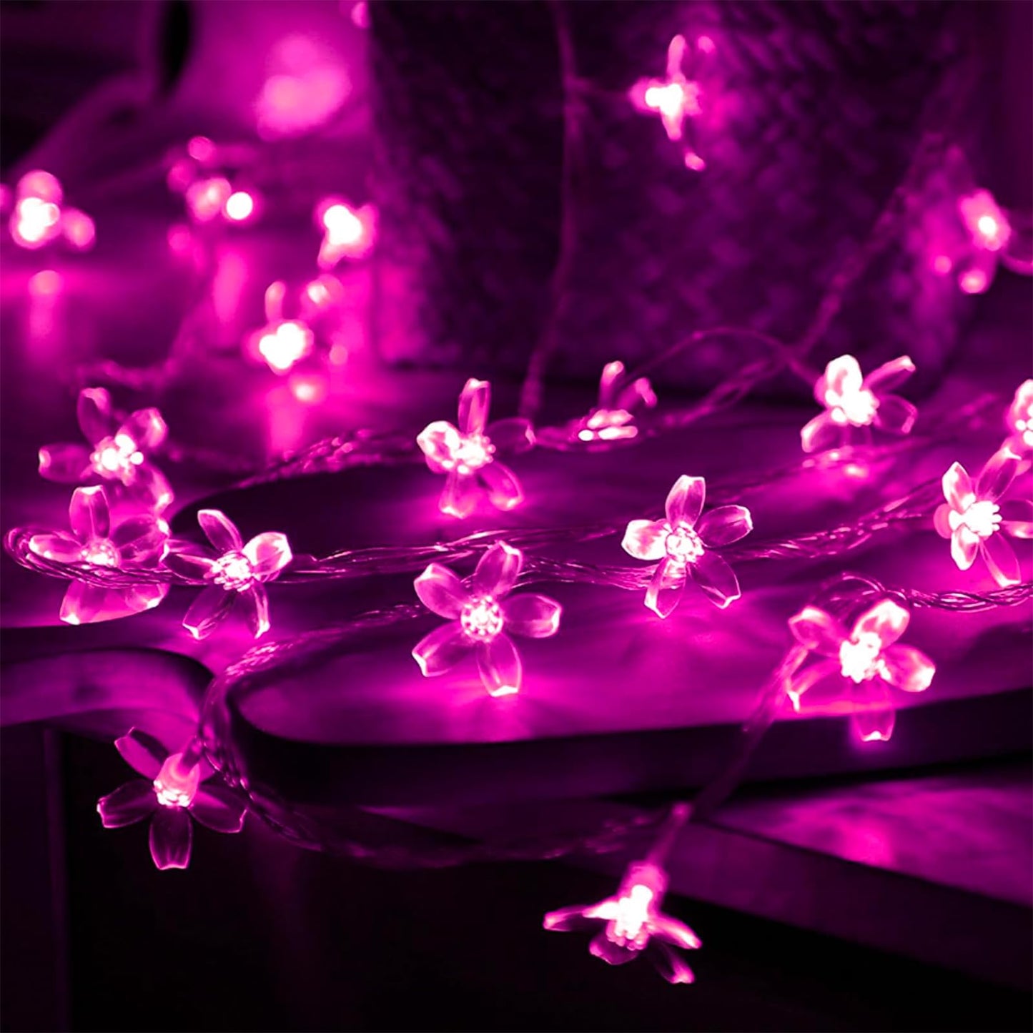 JACUXLSS Pink Cherry Blossom Flower Lights String Indoor Decor, 33Ft 100 LED Decorative Hanging Hot Aesthetic Fairy Floral Lamp for Bedroom Decorations When Valentine's Day, Wedding Party, Christmas