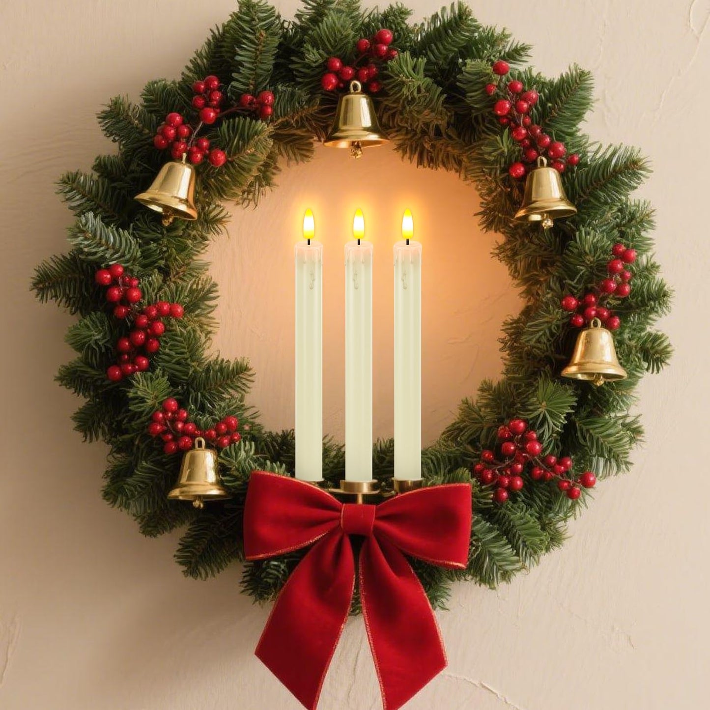 HL Flameless Taper Candles with Remote Timer, 450H+ Long Lasting Battery Operated LED Candlesticks with Warm 3D Flickering Flame, 9.6" Window Candles for Halloween Christmas Home Decor (Ivory 6Pcs)
