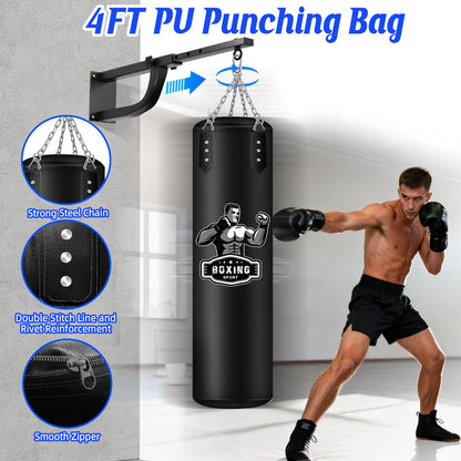 Hanging Punching Bag for Adults with Adjustable Boxing Wall Mount and Boxing Gloves, Wall Punching Bag Boxing Set for Home Gym Training Muay Thai MMA