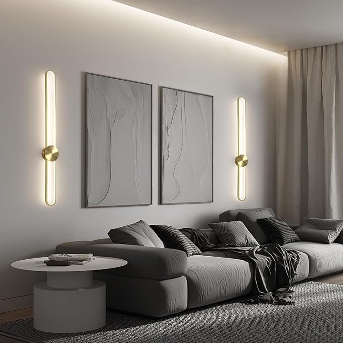 JAYMP Modern Wall Sconce Dimmable LED Wall Light Fixture, Hardwired Wall Lamp for Living Room, Dining Room, Bedroom, Hallway, Lobby, Entryway (Brushed Gold, H56cm/22inch)