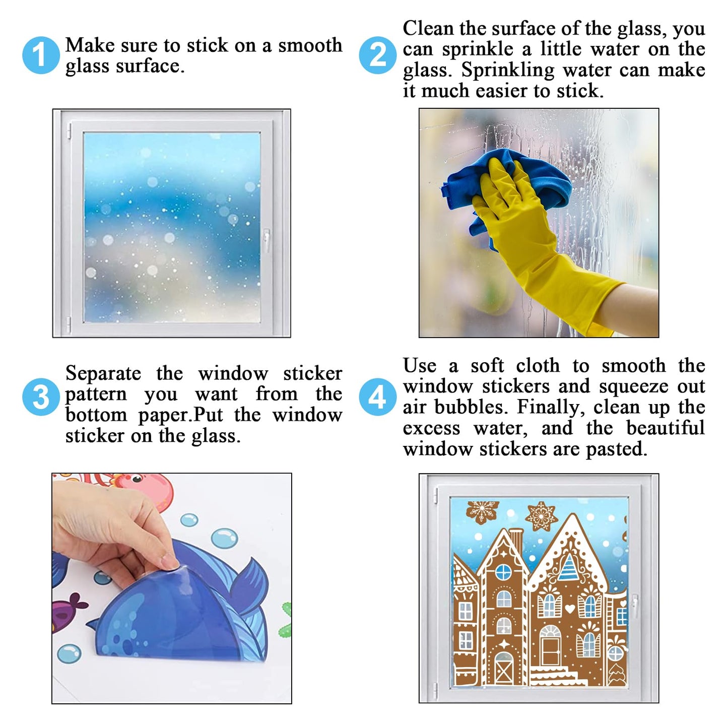 Whaline Christmas Gingerbread Window Cling Stickers Window Decals Brown Gingerbread House Snowflake Reusable Decoration for Xmas Winter Holiday Party Home Classroom, 2 Sheets