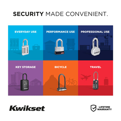 Kwikset 4 ft Combination Bicycle Chain Lock, 5-Digit, 1/4 in Diameter, Outdoor Bike Security, 1 Pack, Black