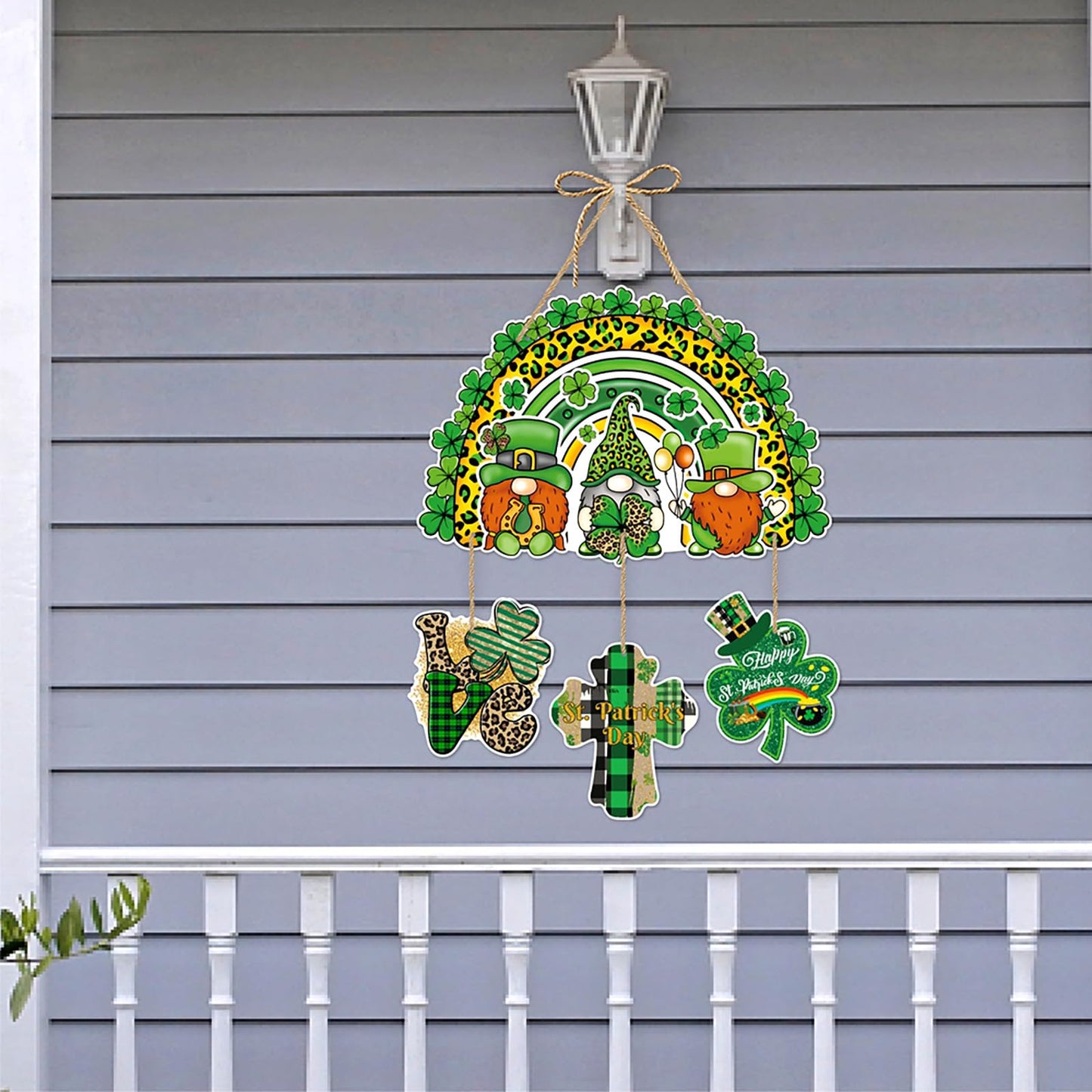 St-Patricks Day Decorations Front-Door Hanger-Decor - 5pcs Green Saint St. Patrick'S Shamrock Hat Party Paper Signs Banner, Irish Home Birthday Anniversary Wall Hanging Garland Lasting Surprise