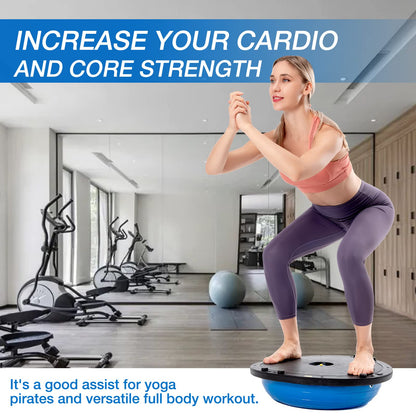 Zealty Half Balance Ball Trainer, Half Yoga Exercise Ball with Resistance Bands and Foot Pump, Balance Trainer for Stability Training, Strength Exercise Fitness, Home Gym Workout Equipment, Grey