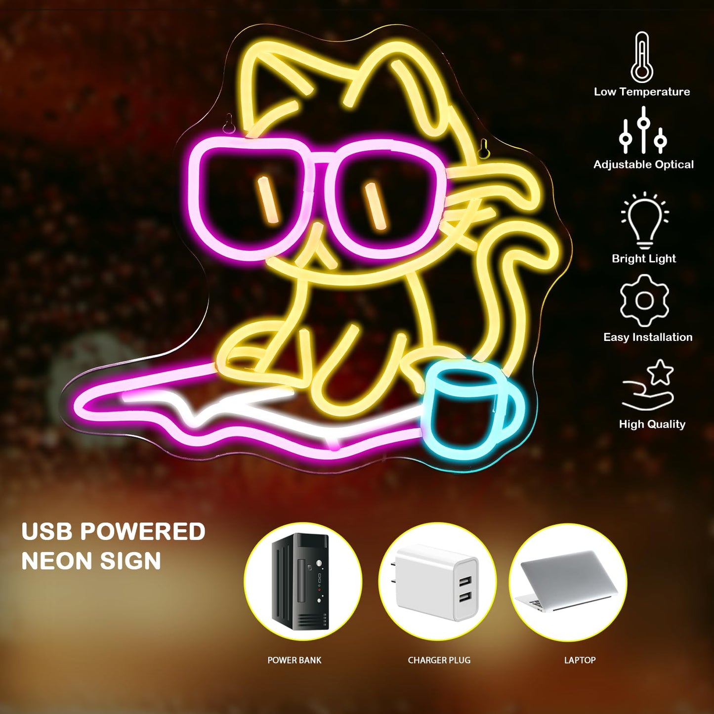 VVYXX Cat Reading Book Neon Sign Wall Decor Reading Cat Neon Light Bedroom Wall Decor Suitable for Classroom Book Party Library Decoration Reading Room Bookish Decor Gift