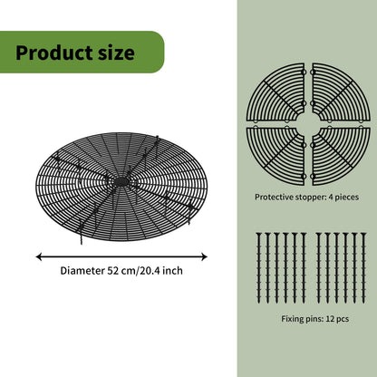 Fkereg 20.5 Inch Large Round Plant Pot Grid Cover, Cuttable Flower Pot Soil Covers Protectors from Animals, Dog Cat Digging Stopper with Deep Stakes for Indoor Outdoor Gardening (Black)