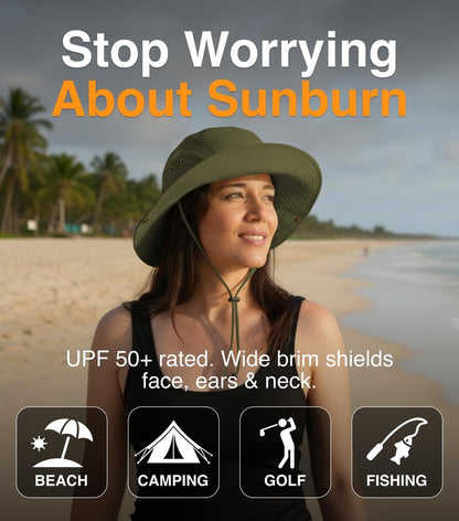 GearTOP UPF 50+ Safari Hats for Women Sun Hats for Men & Women, Mens Bucket Hat Hiking Golf Beach & Fishing Hat for Men