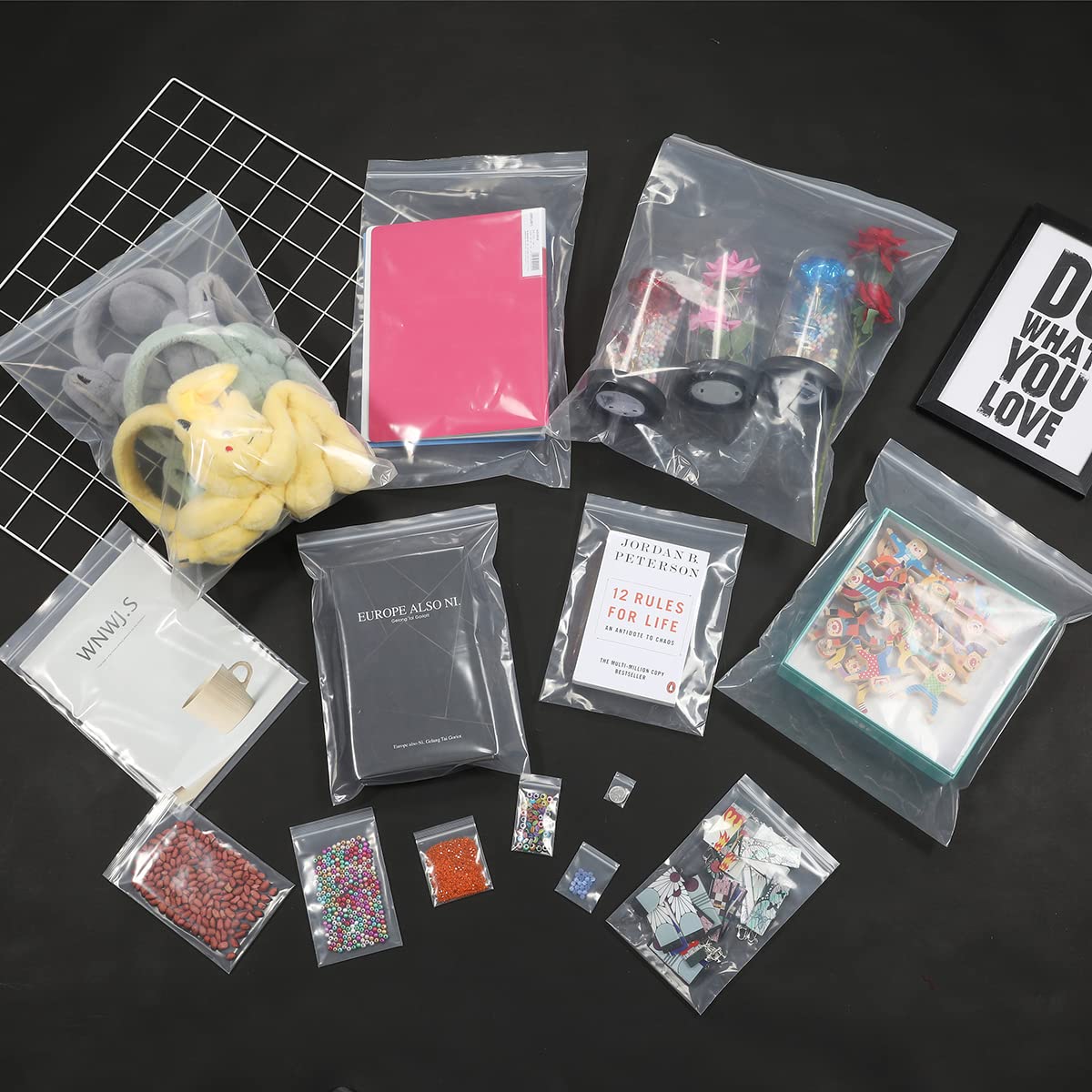 Foopama 100 PCS 5" x 7" Thick 4 Mil Clear Zip Poly Lock Plastic Bags Seal Reclosable Zip Bag Heavy-Duty Photo Cards Envelopes Snacks Seeds Zipper Bags