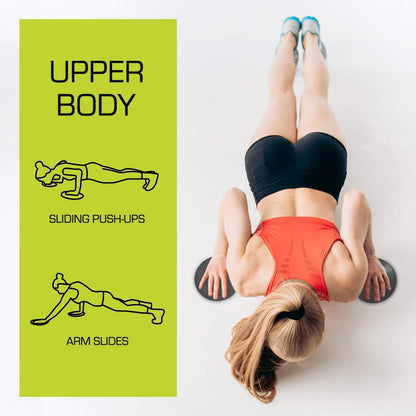 Nicole Miller Exercise Sliders for Fitness Workout [2PK], Double Sided Gilder Strength Slides Discs Work Smoothly on Any Surface for Stretch Strength Core Exercise (Black)