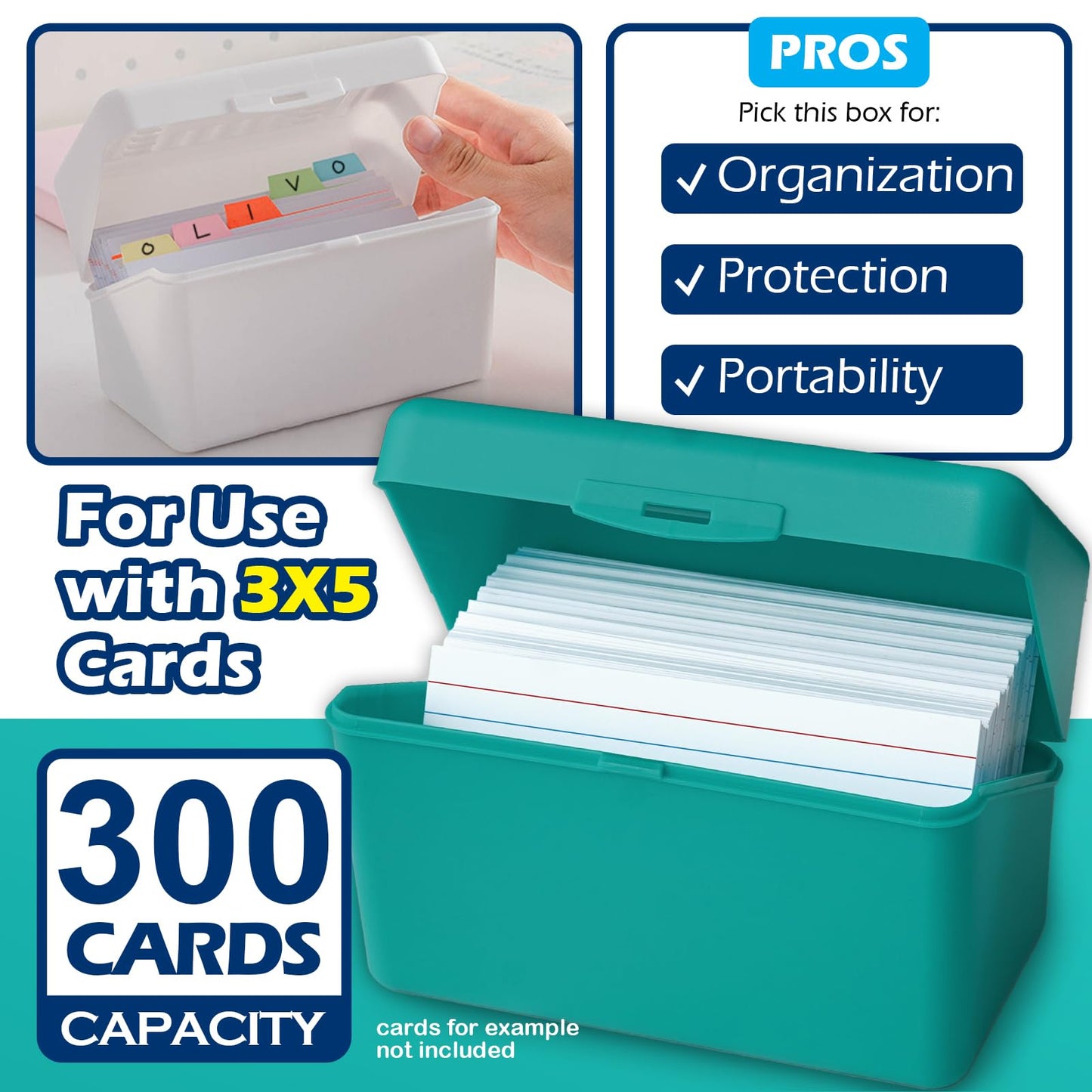 Olivo Index Card Holder Box 3x5 Flash Note Card Holder Storage File Box Organizer Case for 3"x5" Cards, 4 Colors Pack