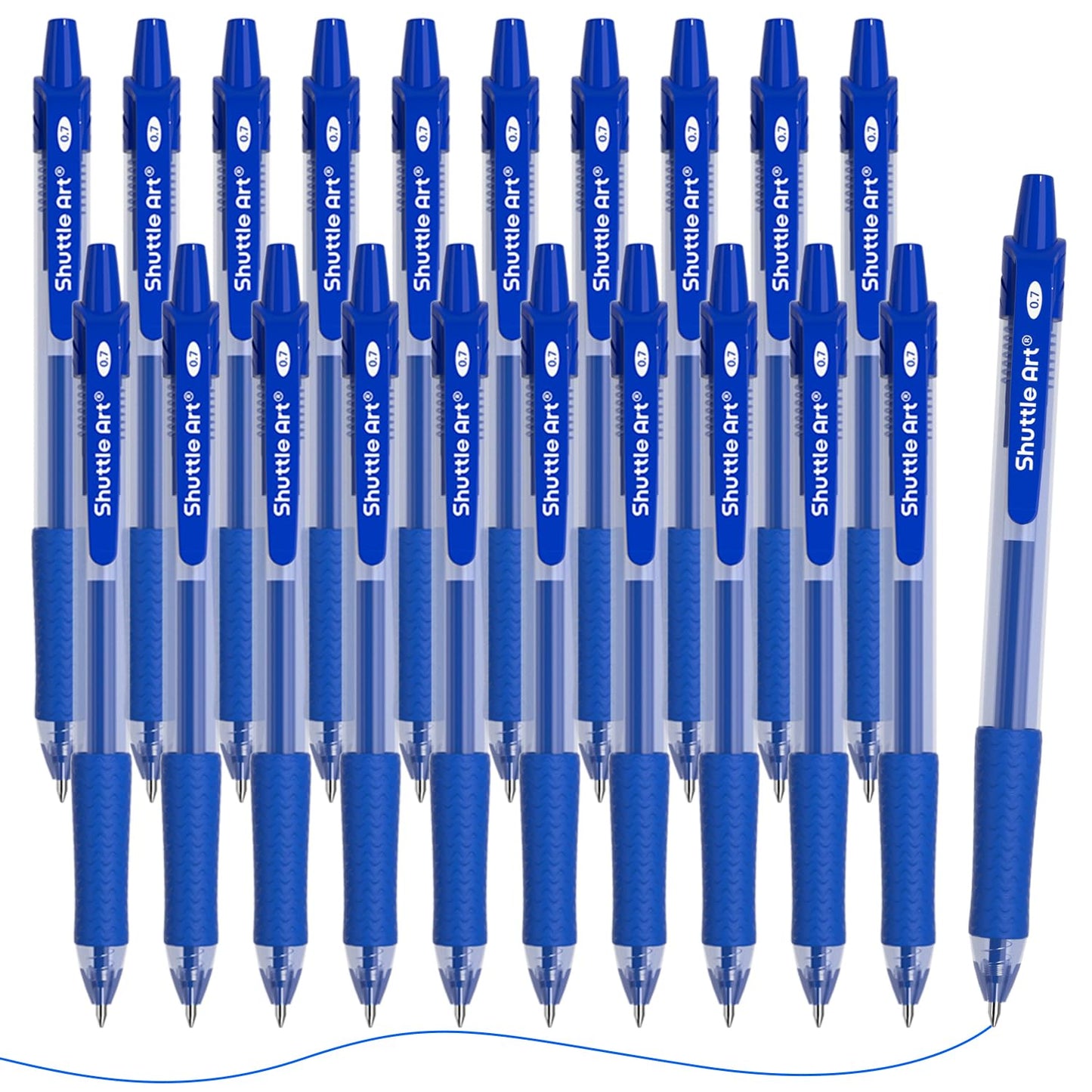 Shuttle Art Blue Gel Pens, 20 Pack Retractable 0.7mm Medium Point Rollerball Blue Ink Pens Smooth Writing with Comfortable Grip for Writing Journaling Taking Notes Office School Home