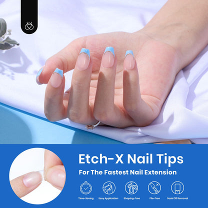 Beetles Gel Nail Kit Short Almond, 240Pcs Easy Nail Extension Set Shaped Clear Tips with 5 in 1 Nail Glue Base & Top Coat and Mini UV Lamp, Nail Tips Art Acrylic Nail Kit Gifts for Women