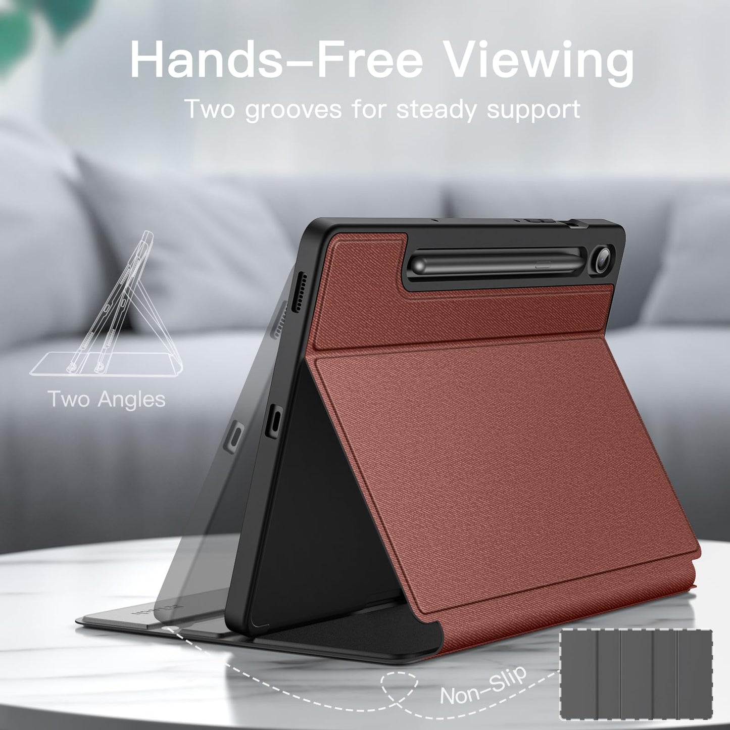 JETech Case for Samsung Galaxy Tab S10 Lite / S10 FE / S9 FE 10.9-Inch with S Pen Holder, Slim Folio Stand Protective Tablet Cover, Multi-Angle Viewing (Wine)