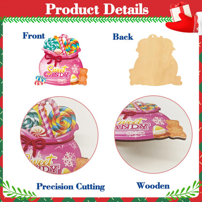 Qpout 36Pcs Candy Christmas Ornaments,Sweet Wooden Candyland Christmas Cane Cake Lollipop Hanging Decor for Xmas Tree Home Holiday Party Decorations Supplies