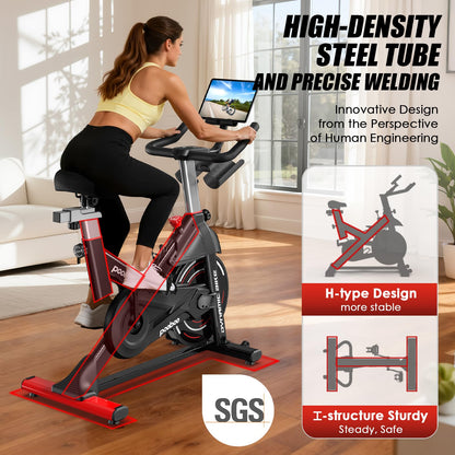 pooboo Exercise Bike,Stationary Bike for Home with Exclusive App,Magnetic Indoor Cycling Bike with 350 lb Weight Capacity,Tablet Mount,LED Display and Fitness Courses for Weight Loss,Low Noise