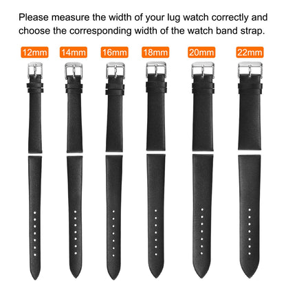 uxcell 12mm Black Genuine Leather Watch Bands, Quick Release Flat Thin Elegant Leather Watch Strap Wristband Replacement Bands with Gold Stainless Steel Buckle for Women