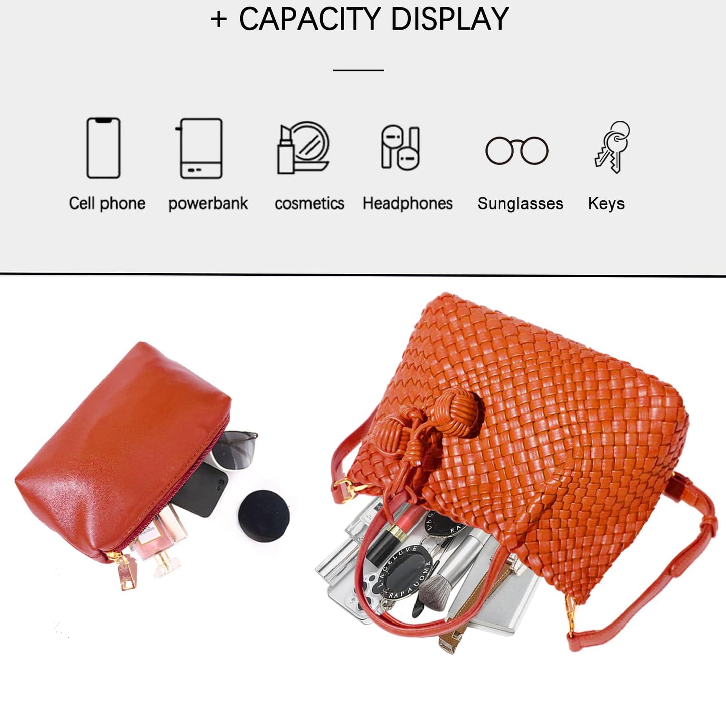 OUYGZOU Woven Tote Bag for Women, Hobo Bag for Work, Large Beach Travel Handbags and Purses, Retro Shoulder Bag, Shopping Bag (Orange, Medium)