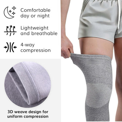 inflossom Bamboo Knee Sleeves, 2-Pack Knee Compression Sleeve Women Men Elastic Warm Slip-on Recovery Knee Brace for Arthritis Knee Pain