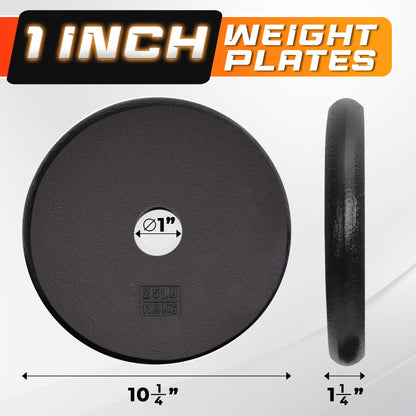 Yes4All Standard 1 Inch Cast Iron Weight Plate - Ideal for Strength Training - 25LB - Single