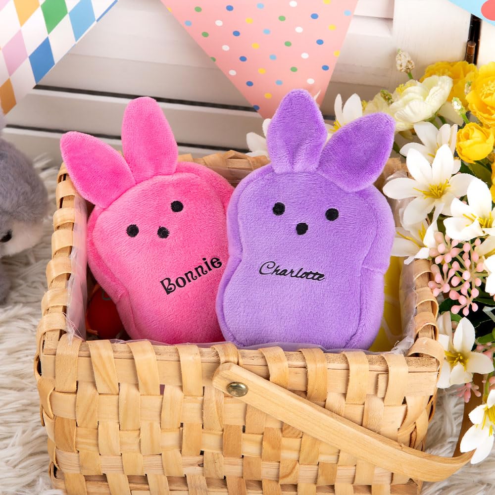BYFDIY Custom Name Easter Bunny Wallets With Wrist Strap For Girls Boys Plush Small Coin Purse Backpack Keychain Wallet For Women Daughter Son Easter Gifts