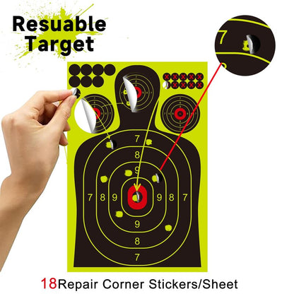 Rsgift 25 Packs Splatter Targets for Shooting,12x18 Inch Adhesive Shooting Targets with Repair Pasters,Reactive Fluorescent Yellow Shooting Targets for Outdoor Indoor Shooting Practice