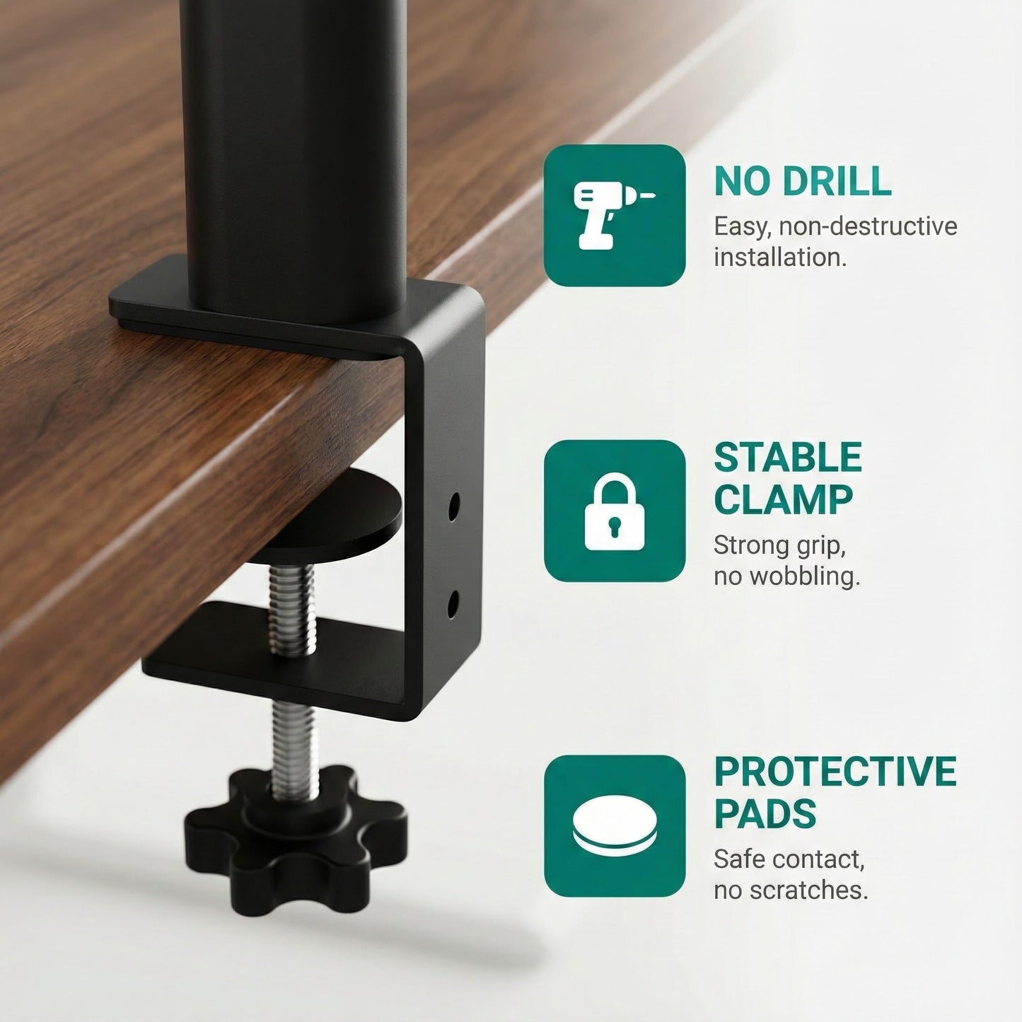 Clamp On Desk Shelf, 17'' 2-Tier Desktop Organizer Shelf with Under-Desk Hidden Storage Basket, Heavy-Duty Desk Shelves for Top of Desk, Space-Saving Desk Storage for Home Office Gaming Setup (Black)