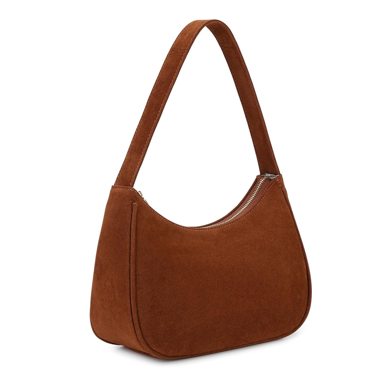 CYHTWSDJ Shoulder Bags for Women, Cute Hobo Tote Handbag Mini Clutch Purse with Zipper Closure (Suede-brown)
