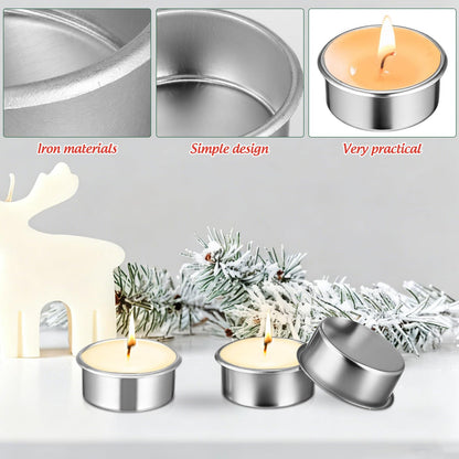 Cabilock Candle Tins 20pcs Tea Light Tins Cups Candle Holders Decorative Metal Tea Light Case Metal Can Containers Scented Candle Cup Candleholder for Christmas Weddings Parties Dinner Decor