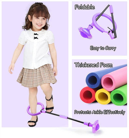 SIERLIKY Skip Ball for Kids, Foldable Ankle Skip Ball Colorful Light Flashing Jumping Ring, Fitness Jump Rope Sports Swing Ball, for Children Adults Boys Girls Toy (Purple)