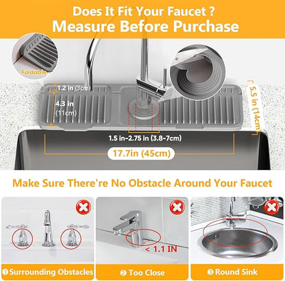 17.7'' Faucet Mat for Kitchen Sink Splash Guard Folding Kitchen Sink Faucet Mat